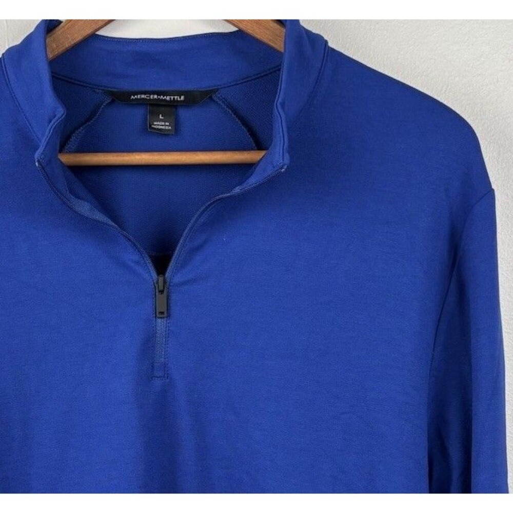 Mercer Mettle Stretch Pullover Mens Large Blue 1/4 Zip Sweatshirt Preppy MM3010